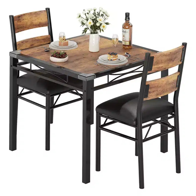 Ensemble table à manger pour 4 personnes, avec 4 chaises rembourrées, ensemble de 5 pièces de table de cuisine en bois avec protecteur de coin pour cuisine, appartement, petit espace.