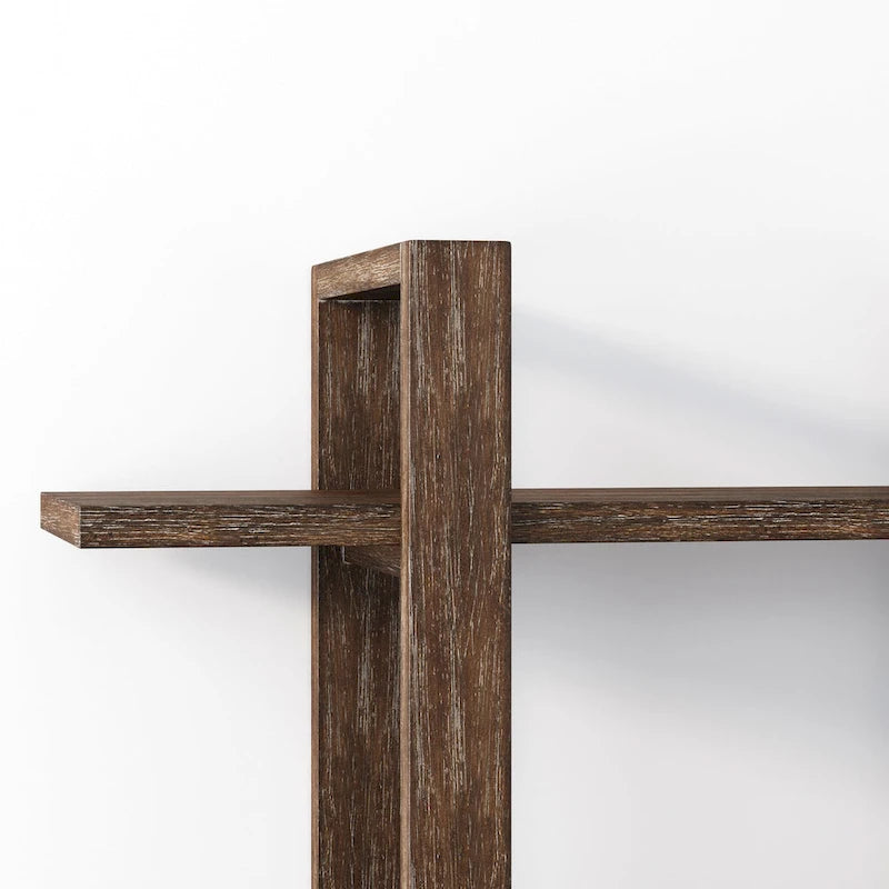 Étagères Murales Flottantes Nathan James Benji, Étagère d'Exposition à 3 Niveaux, Étagère Modulable Décorative en Bois Massif