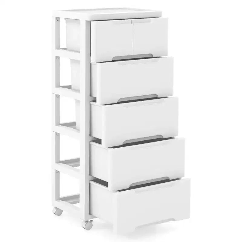 Meuble de rangement à roulettes en plastique à 6 tiroirs avec 4 roues universelles, armoire de commode