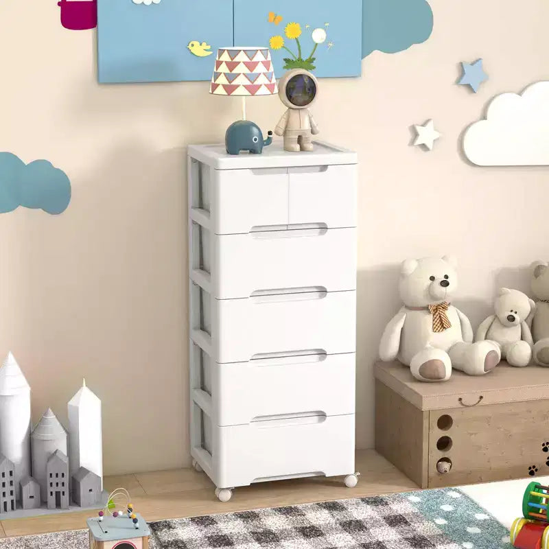 Meuble de rangement à roulettes en plastique à 6 tiroirs avec 4 roues universelles, armoire de commode