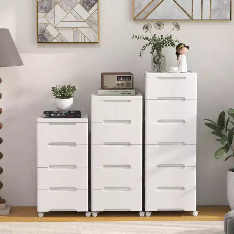 Meuble de rangement à roulettes en plastique à 6 tiroirs avec 4 roues universelles, armoire de commode