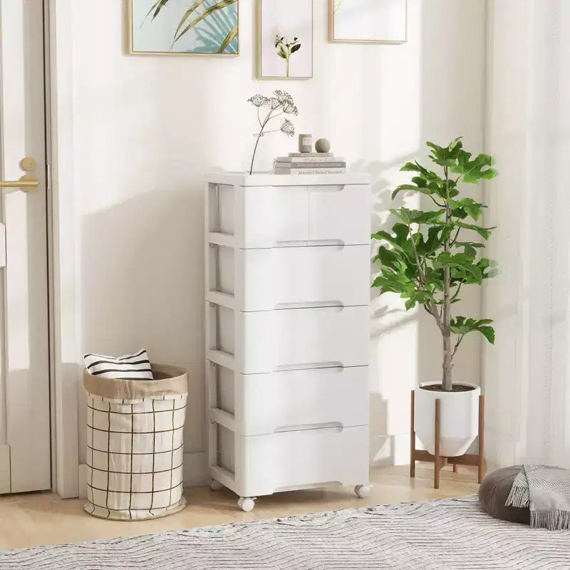Meuble de rangement à roulettes en plastique à 6 tiroirs avec 4 roues universelles, armoire de commode