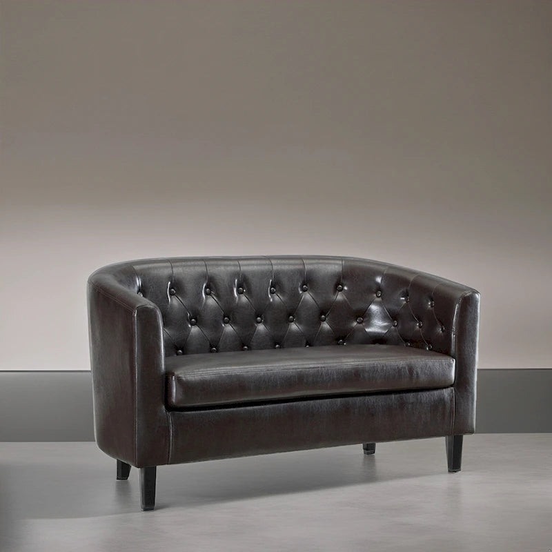 Causeuse en similicuir capitonné de style Mid-Century Modern - Canapé causeuse confortable