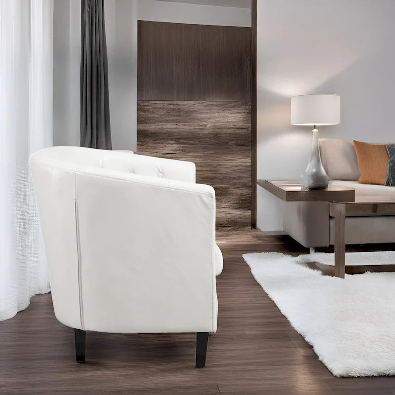 Causeuse en similicuir capitonné de style Mid-Century Modern - Canapé causeuse confortable