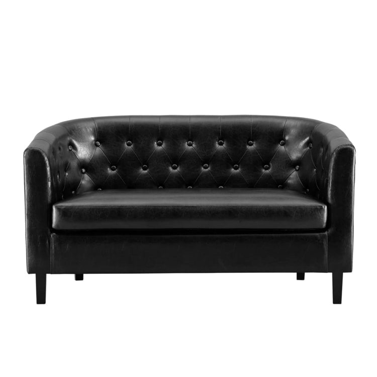 Causeuse en similicuir capitonné de style Mid-Century Modern - Canapé causeuse confortable
