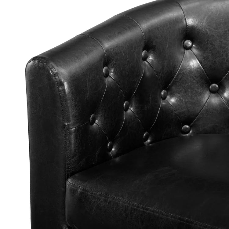 Causeuse en similicuir capitonné de style Mid-Century Modern - Canapé causeuse confortable