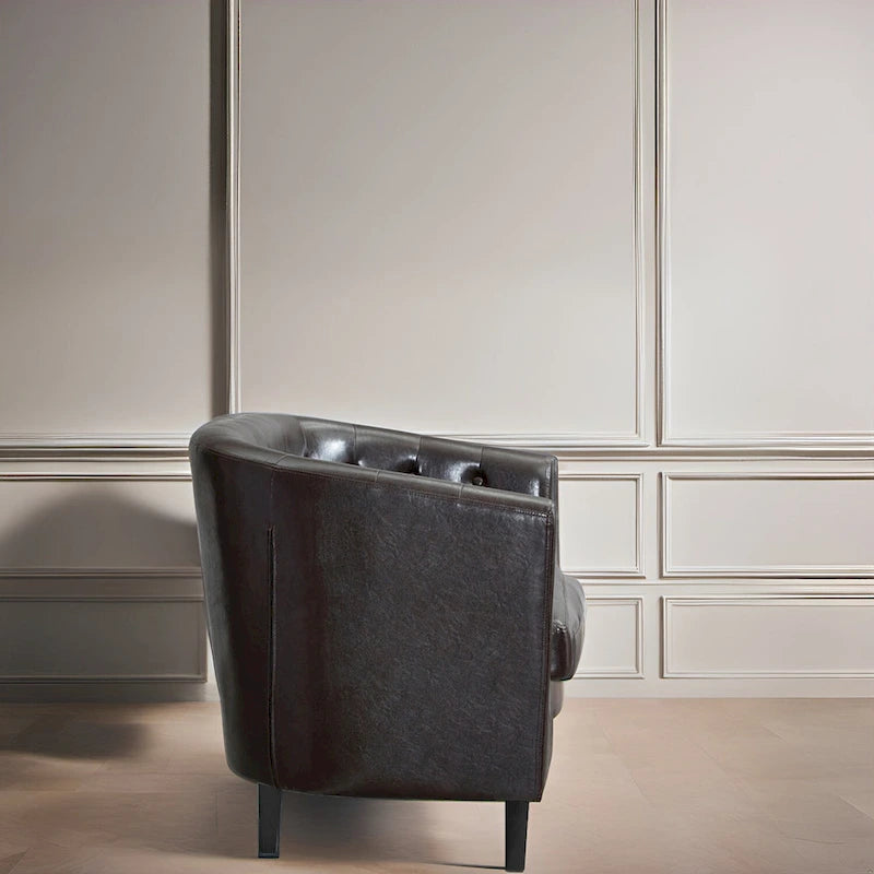Causeuse en similicuir capitonné de style Mid-Century Modern - Canapé causeuse confortable