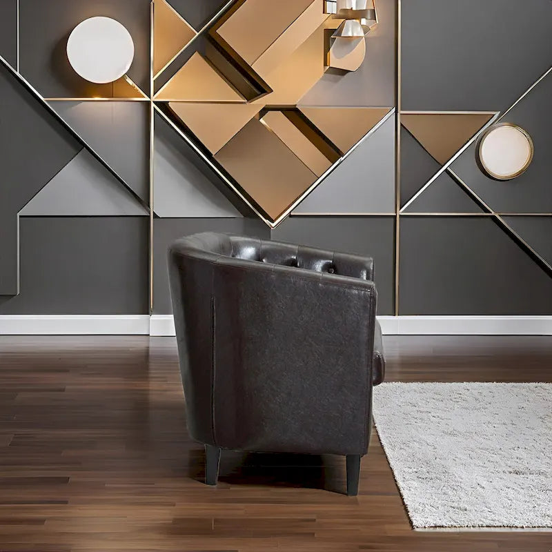 Causeuse en similicuir capitonné de style Mid-Century Modern - Canapé causeuse confortable
