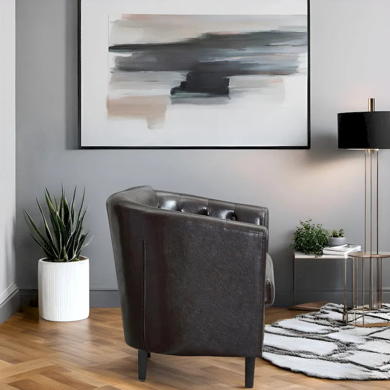 Causeuse en similicuir capitonné de style Mid-Century Modern - Canapé causeuse confortable