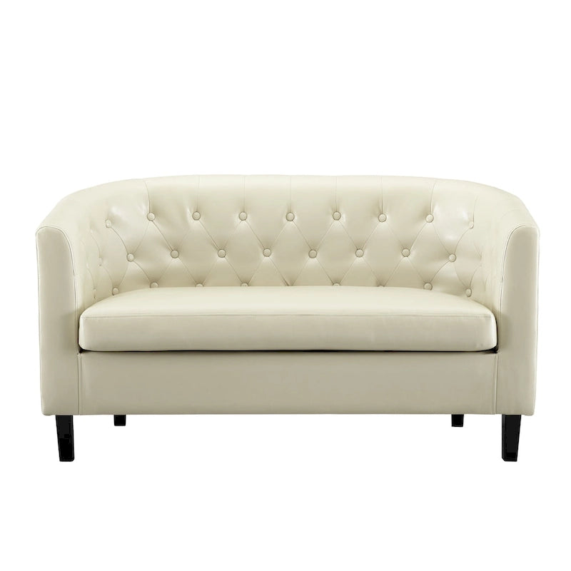 Causeuse en similicuir capitonné de style Mid-Century Modern - Canapé causeuse confortable