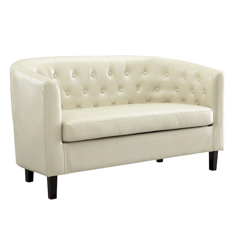 Causeuse en similicuir capitonné de style Mid-Century Modern - Canapé causeuse confortable