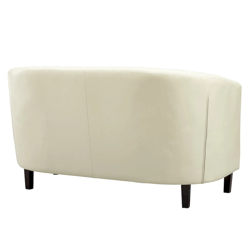 Causeuse en similicuir capitonné de style Mid-Century Modern - Canapé causeuse confortable