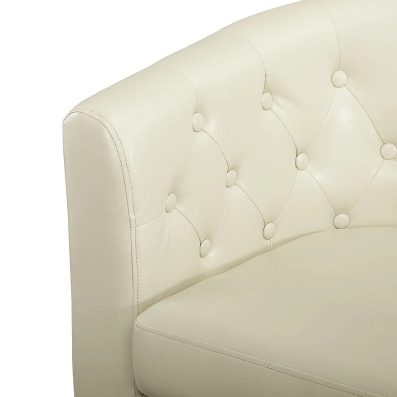 Causeuse en similicuir capitonné de style Mid-Century Modern - Canapé causeuse confortable