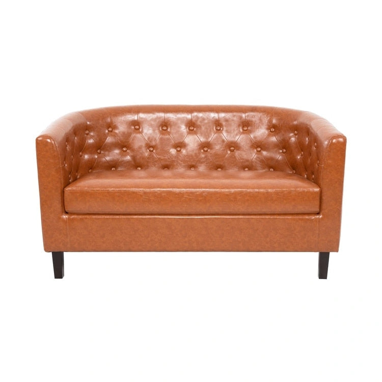 Causeuse en similicuir capitonné de style Mid-Century Modern - Canapé causeuse confortable