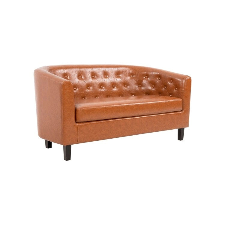 Causeuse en similicuir capitonné de style Mid-Century Modern - Canapé causeuse confortable