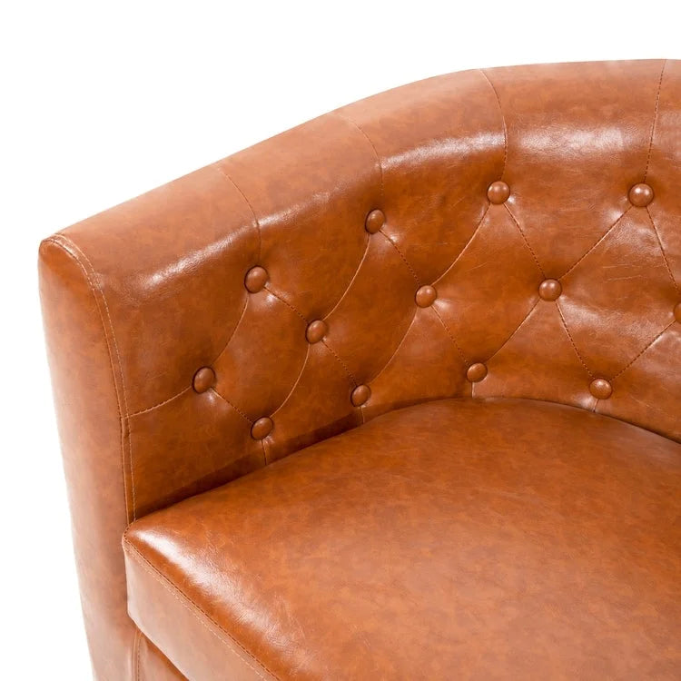 Causeuse en similicuir capitonné de style Mid-Century Modern - Canapé causeuse confortable
