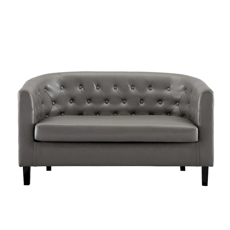 Causeuse en similicuir capitonné de style Mid-Century Modern - Canapé causeuse confortable
