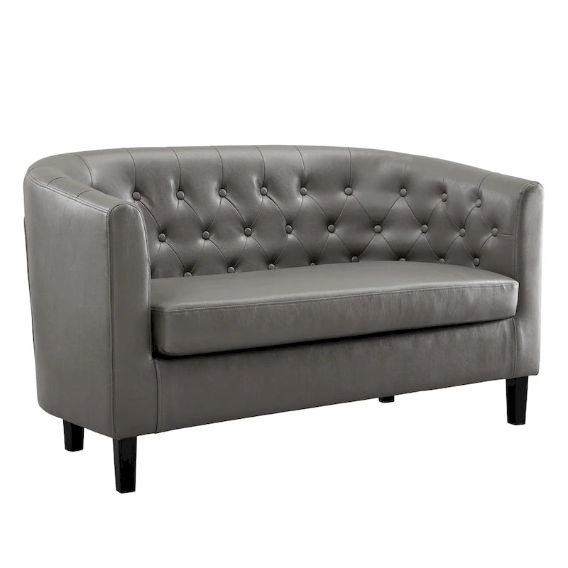 Causeuse en similicuir capitonné de style Mid-Century Modern - Canapé causeuse confortable