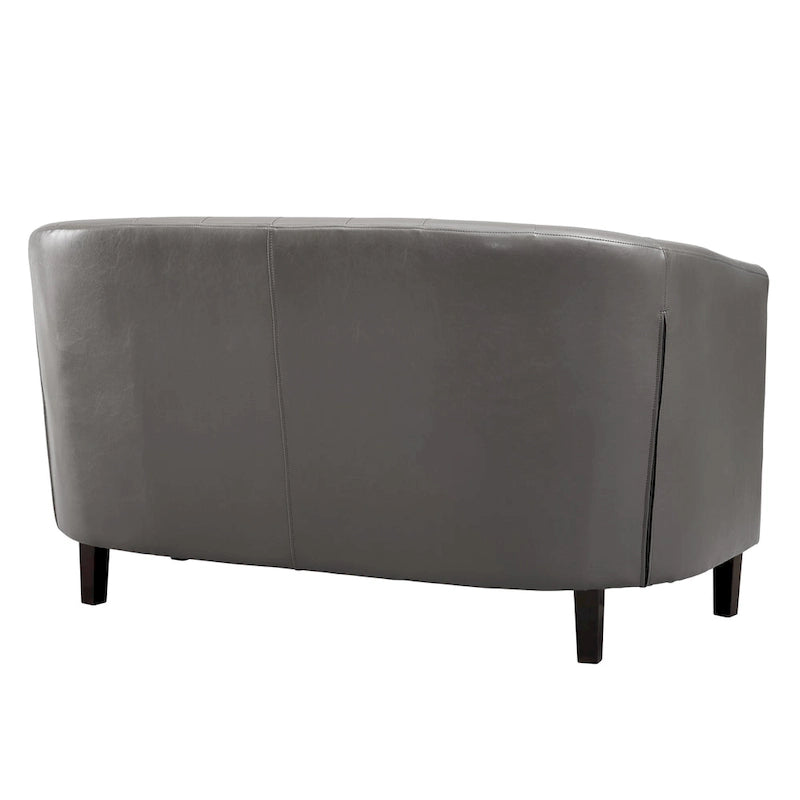 Causeuse en similicuir capitonné de style Mid-Century Modern - Canapé causeuse confortable