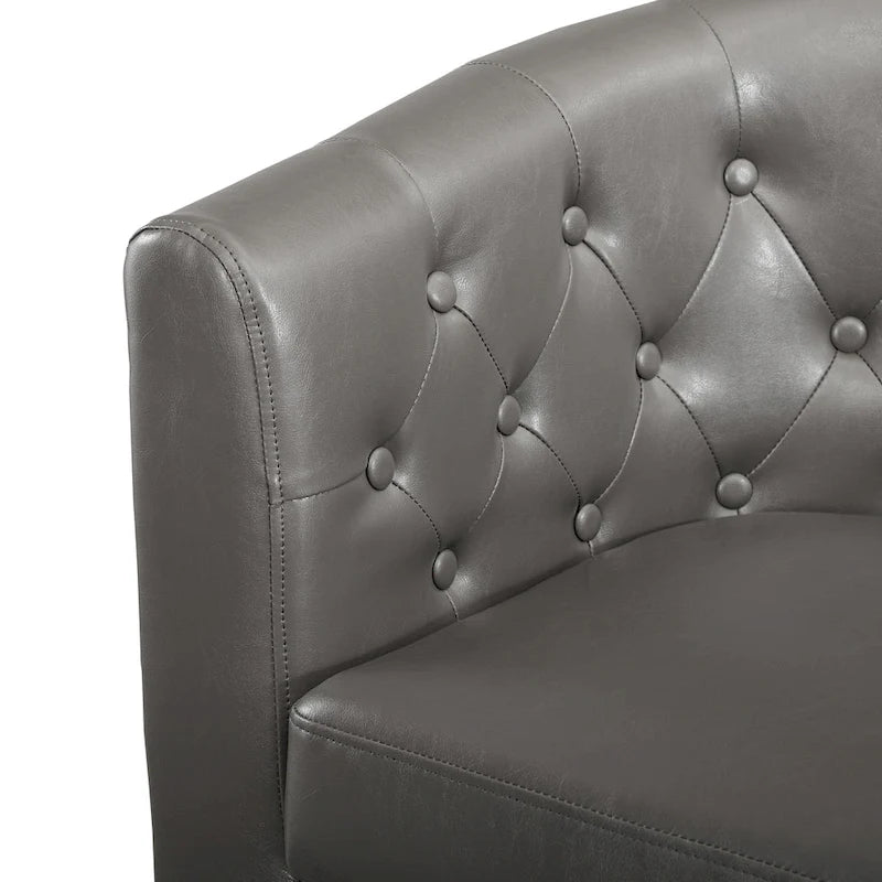 Causeuse en similicuir capitonné de style Mid-Century Modern - Canapé causeuse confortable