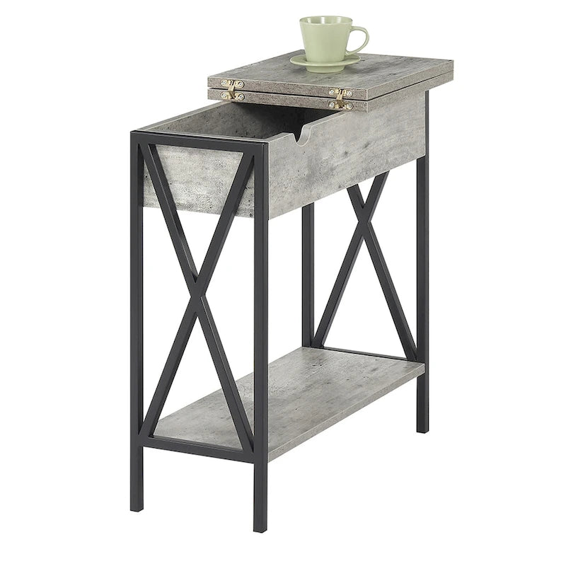 Table d'appoint Tucson de Convenience Concepts avec plateau relevable, station de charge et étagère