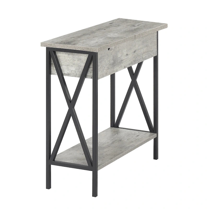 Table d'appoint Tucson de Convenience Concepts avec plateau relevable, station de charge et étagère