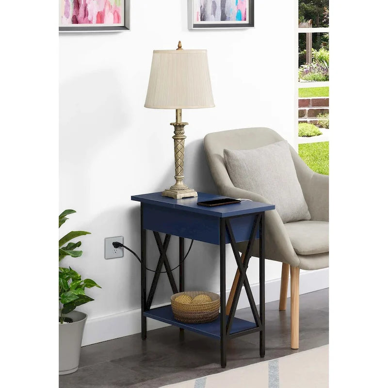 Table d'appoint Tucson de Convenience Concepts avec plateau relevable, station de charge et étagère