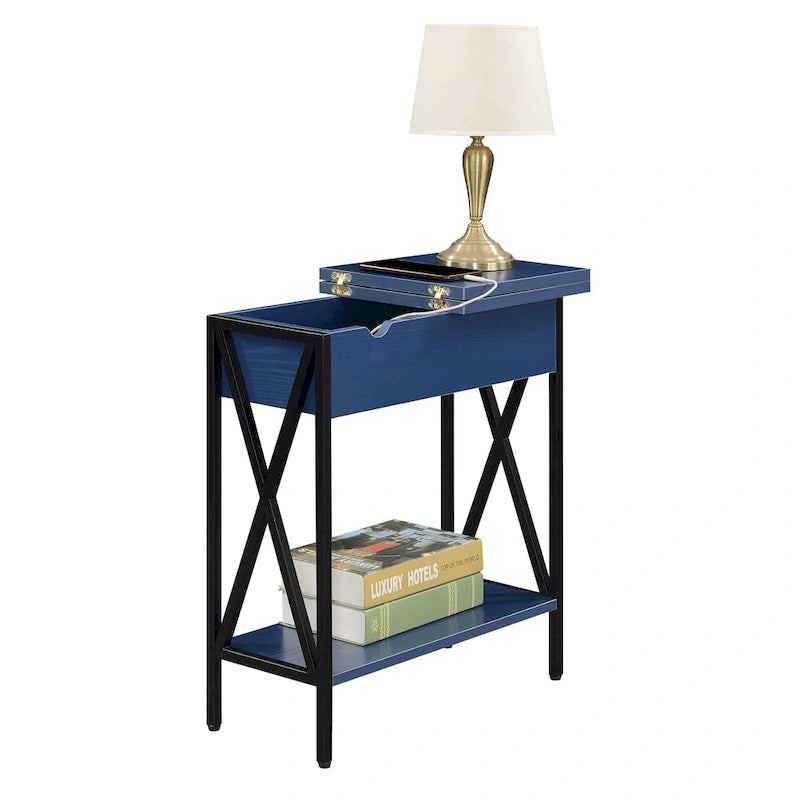 Table d'appoint Tucson de Convenience Concepts avec plateau relevable, station de charge et étagère