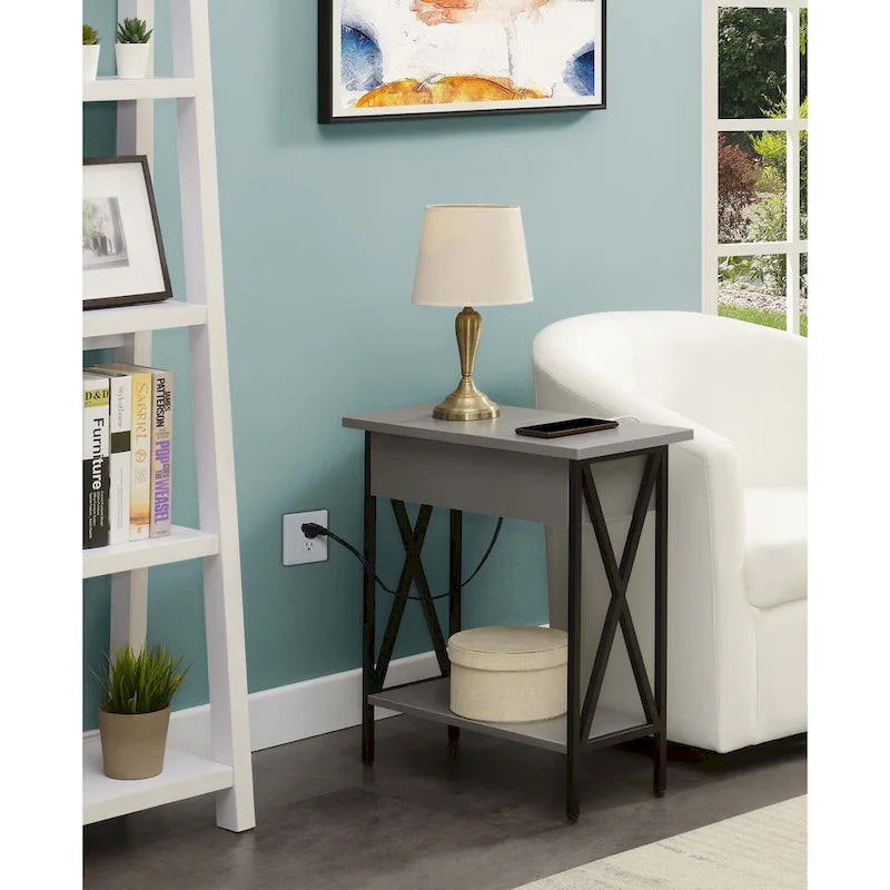 Table d'appoint Tucson de Convenience Concepts avec plateau relevable, station de charge et étagère