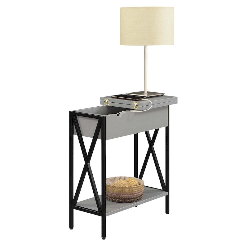 Table d'appoint Tucson de Convenience Concepts avec plateau relevable, station de charge et étagère