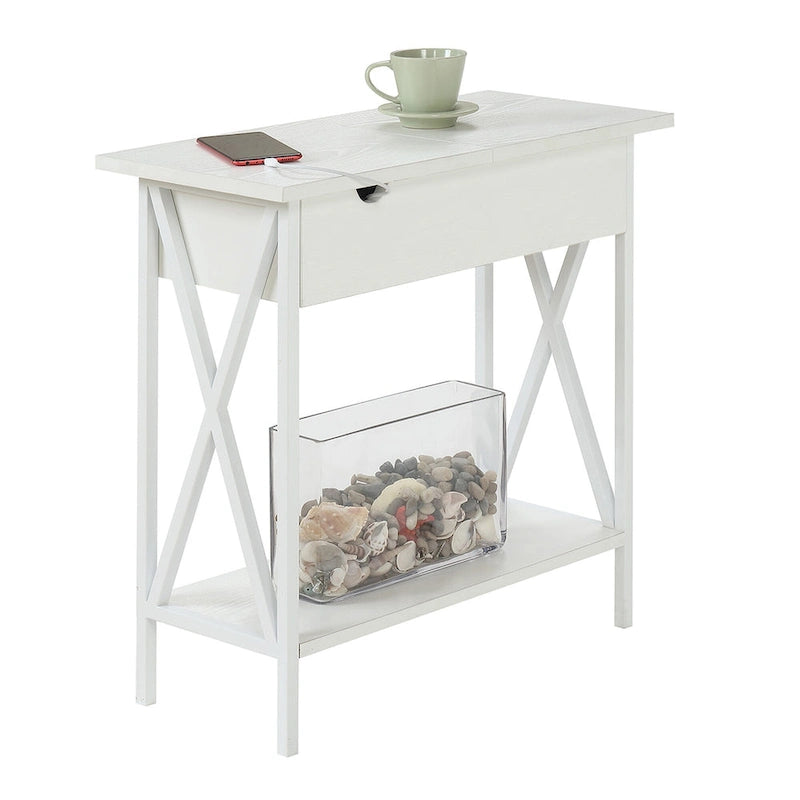 Table d'appoint Tucson de Convenience Concepts avec plateau relevable, station de charge et étagère