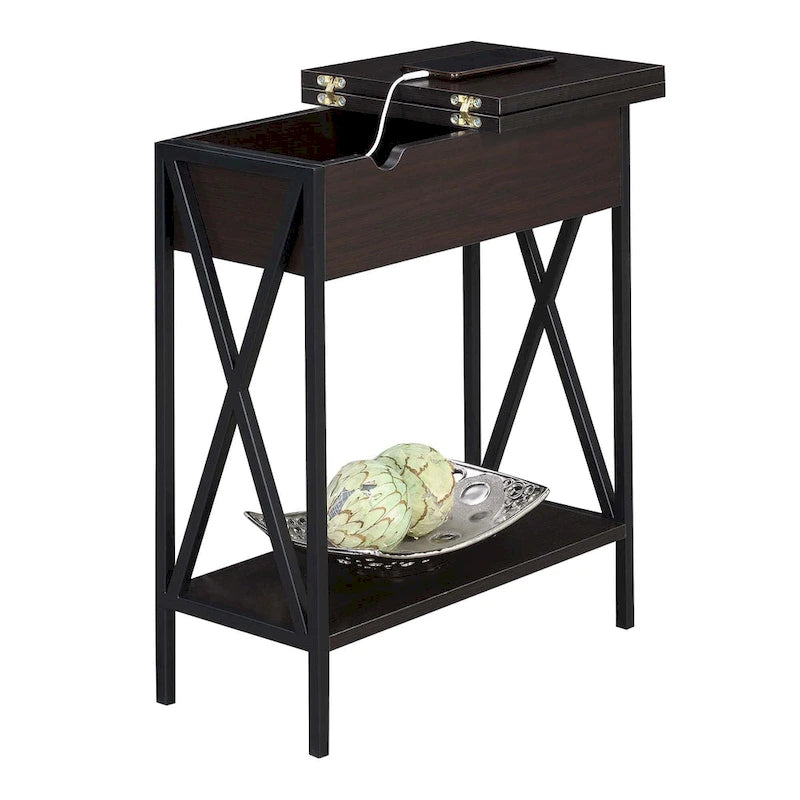 Table d'appoint Tucson de Convenience Concepts avec plateau relevable, station de charge et étagère