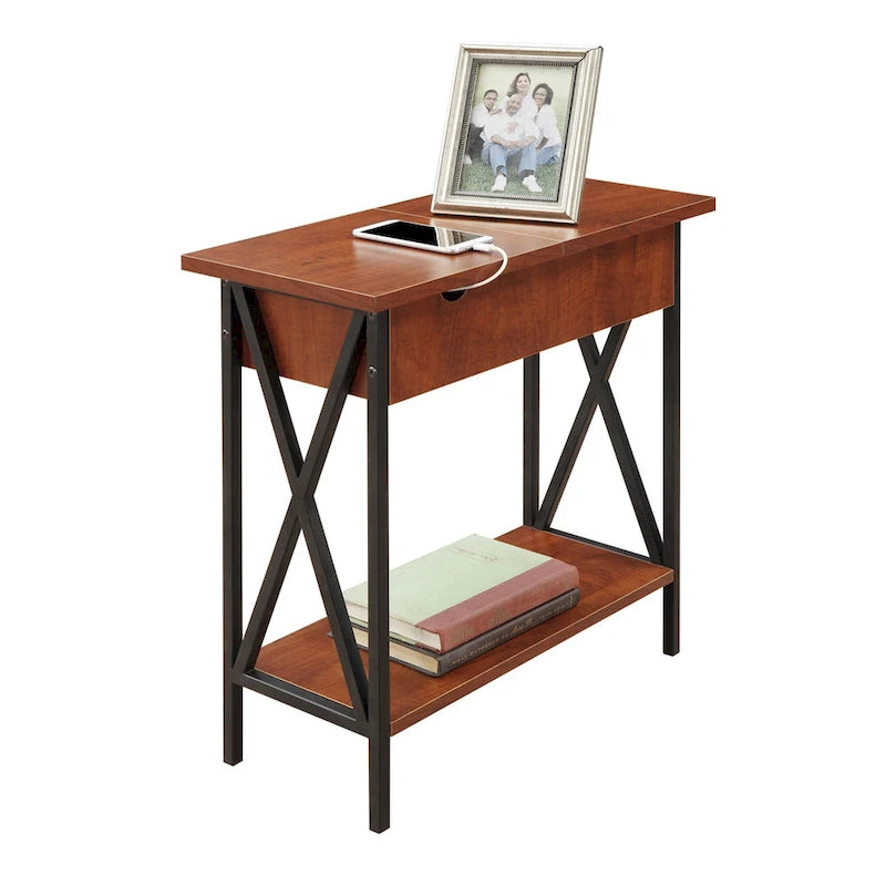 Table d'appoint Tucson de Convenience Concepts avec plateau relevable, station de charge et étagère