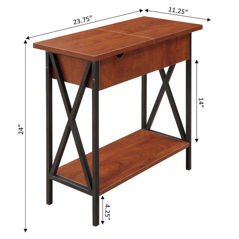 Table d'appoint Tucson de Convenience Concepts avec plateau relevable, station de charge et étagère