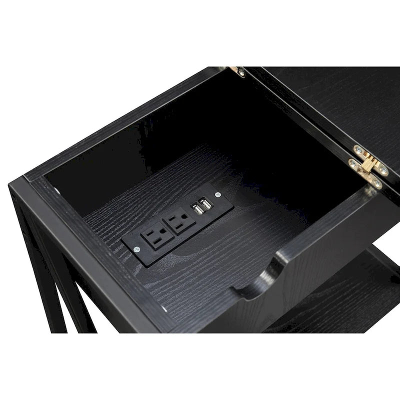Table d'appoint Tucson de Convenience Concepts avec plateau relevable, station de charge et étagère