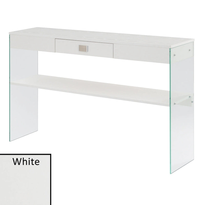 Console de rangement en verre avec 1 tiroir et étagère SoHo de Convenience Concepts