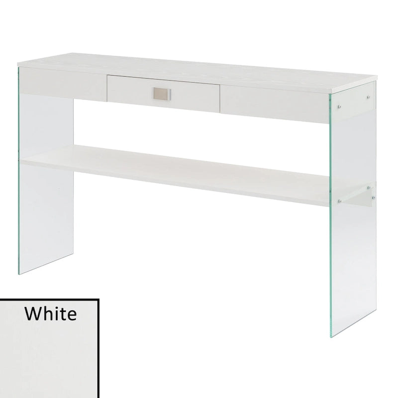 Console de rangement en verre avec 1 tiroir et étagère SoHo de Convenience Concepts
