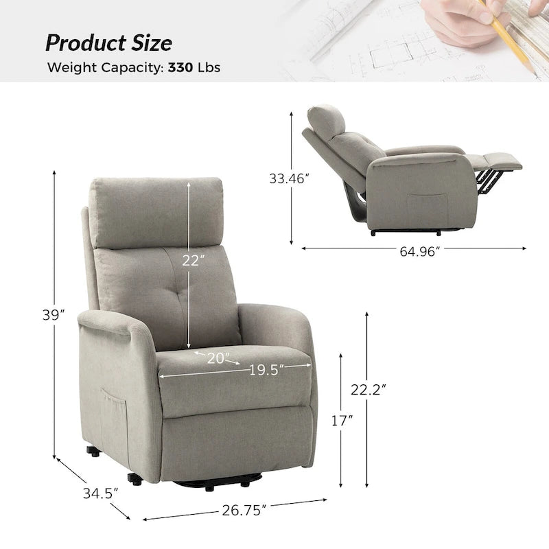 Fauteuil inclinable Elisa Power avec assistance à distance, ensemble de 2, avec base en métal
