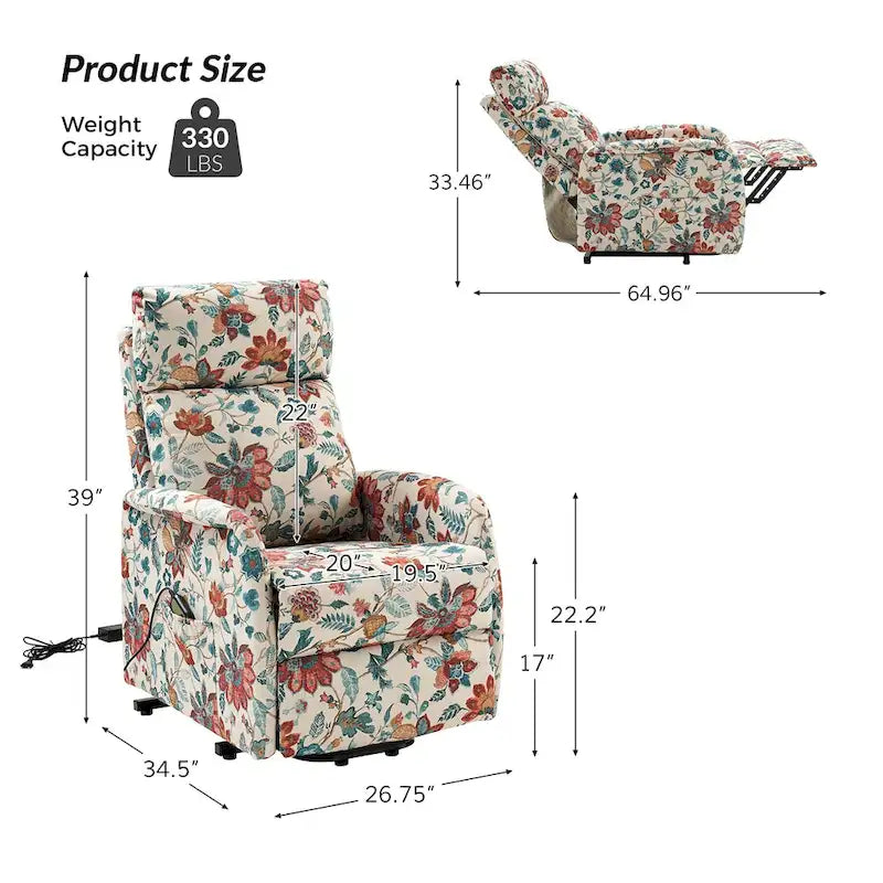 Fauteuil inclinable Elisa Power avec assistance à distance, ensemble de 2, avec base en métal