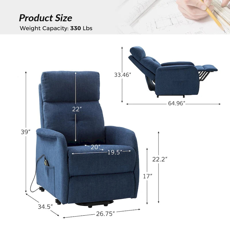 Fauteuil inclinable Elisa Power avec assistance à distance, ensemble de 2, avec base en métal