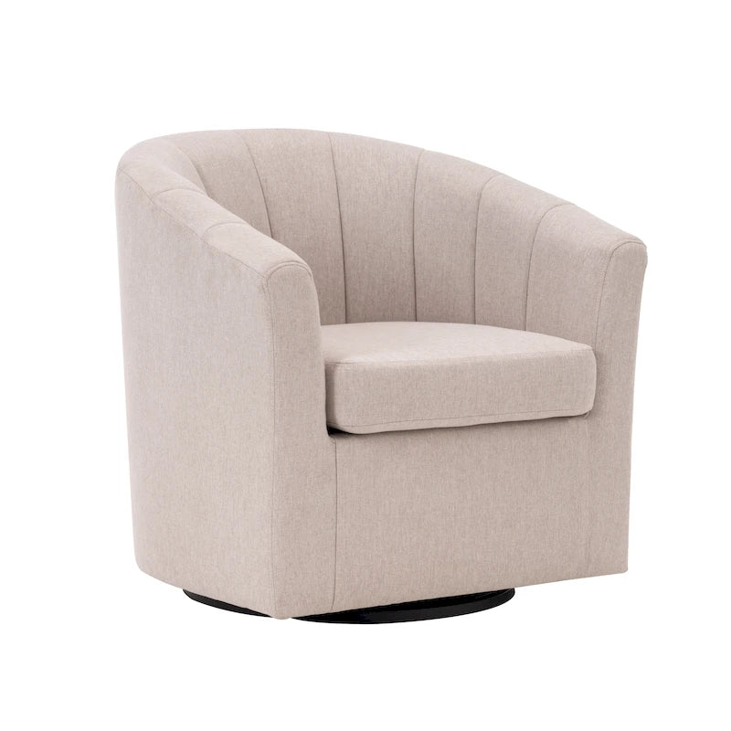 Porthos Home Matilde Fauteuil d'appoint pivotant en tissu avec coussin de siège amovible