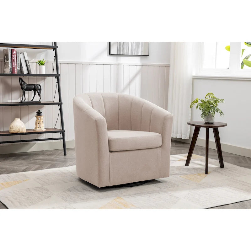 Porthos Home Matilde Fauteuil d'appoint pivotant en tissu avec coussin de siège amovible
