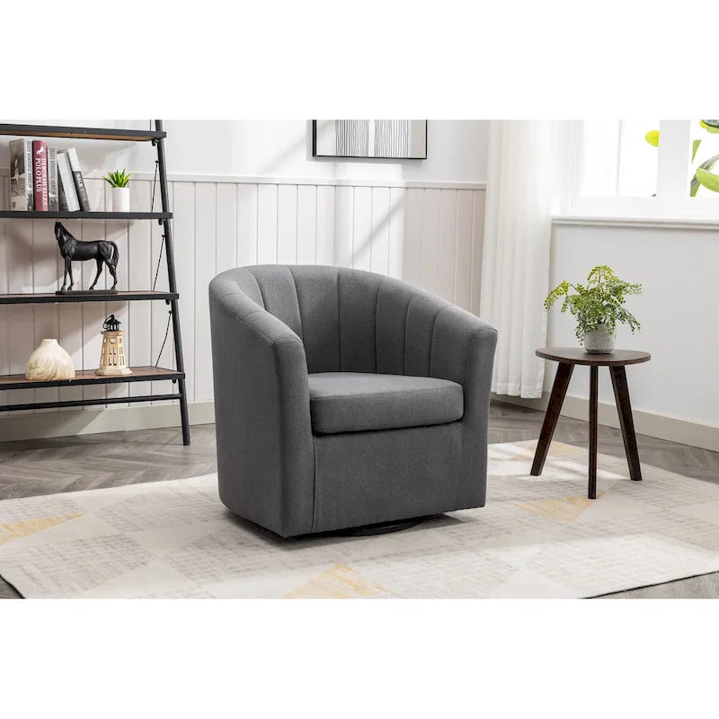 Porthos Home Matilde Fauteuil d'appoint pivotant en tissu avec coussin de siège amovible