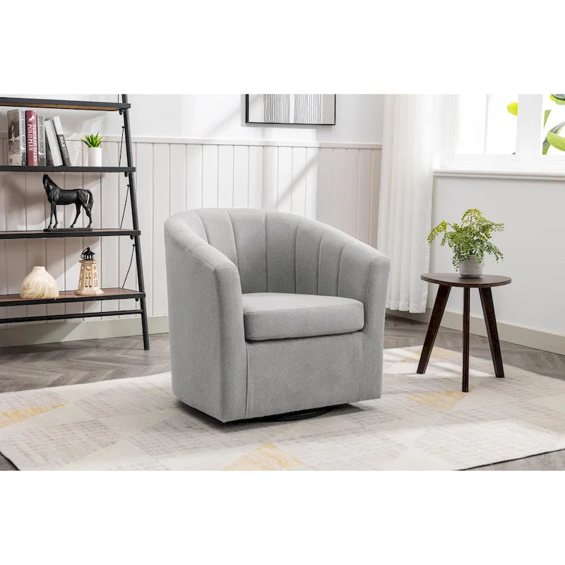 Porthos Home Matilde Fauteuil d'appoint pivotant en tissu avec coussin de siège amovible