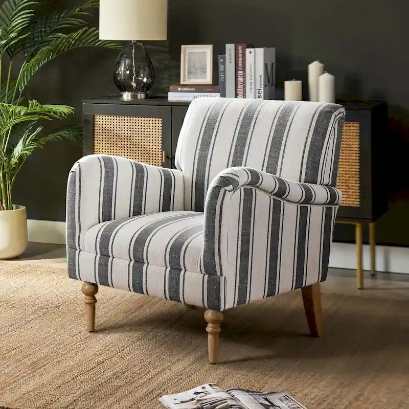 Fauteuil rayé classique et contemporain Seip avec pieds fuseaux par HULALA HOME