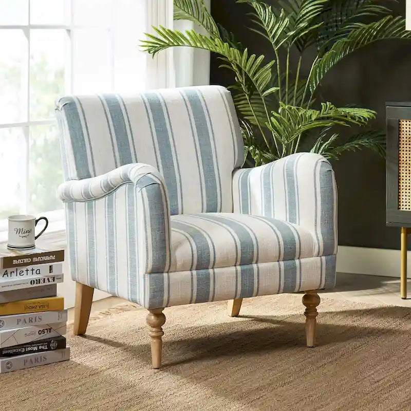 Fauteuil rayé classique et contemporain Seip avec pieds fuseaux par HULALA HOME