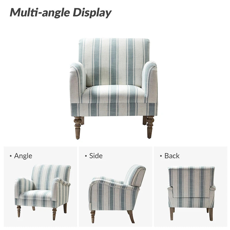 Fauteuil rayé classique et contemporain Seip avec pieds fuseaux par HULALA HOME