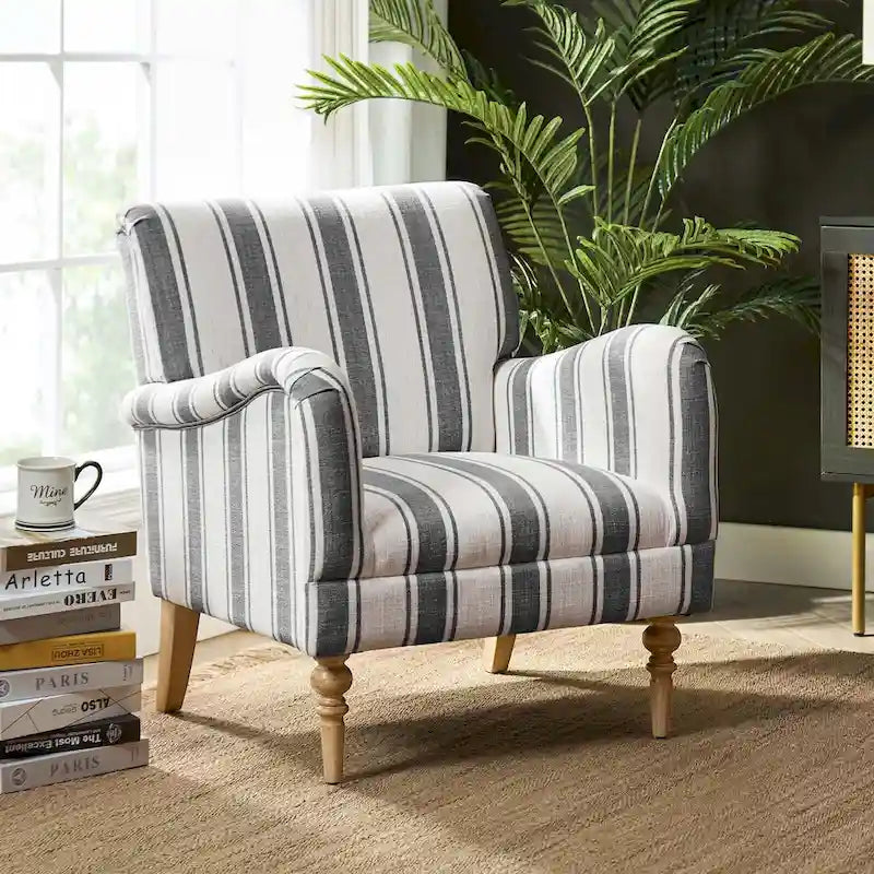 Fauteuil rayé classique et contemporain Seip avec pieds fuseaux par HULALA HOME