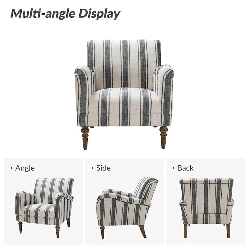 Fauteuil rayé classique et contemporain Seip avec pieds fuseaux par HULALA HOME