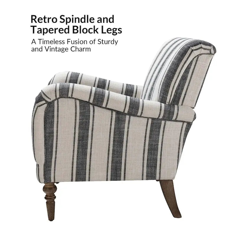 Fauteuil rayé classique et contemporain Seip avec pieds fuseaux par HULALA HOME